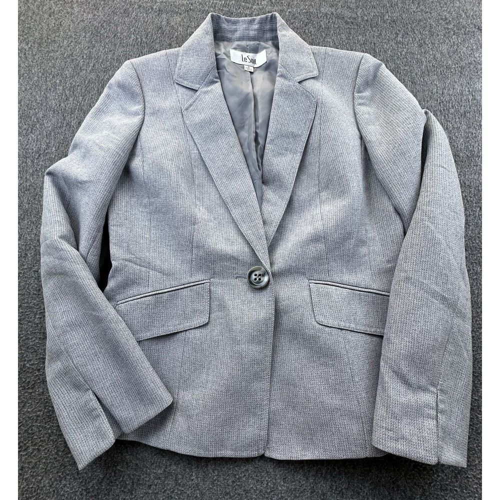 Vintage Le Suit Blazer Womens 6 Gray Flecked Lined‎ Suit Jacket